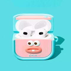 Cute and Funny 2″ Sweating Emoji AirPods Case - Blue Silicone