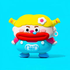 Cute and Funny 3″ Blue Silicone AirPods Case - Blonde Girl Design