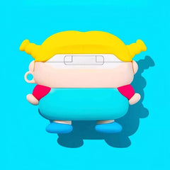 Cute and Funny 3″ Blue Silicone AirPods Case - Blonde Girl Design