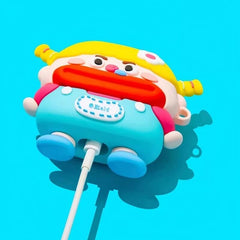 Cute and Funny 3″ Blue Silicone AirPods Case - Blonde Girl Design