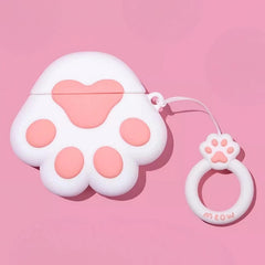 Cute and Funny Cat Paw Theme 5″ White Silicone AirPods Case