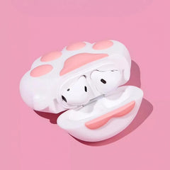 Cute and Funny Cat Paw Theme 5″ White Silicone AirPods Case