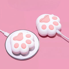 Cute and Funny Cat Paw Theme 5″ White Silicone AirPods Case