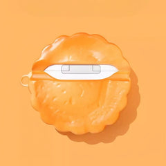 Cute and Funny Moon Cake Theme - 4″ Orange Silicone AirPods Case