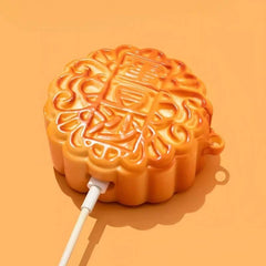 Cute and Funny Moon Cake Theme - 4″ Orange Silicone AirPods Case
