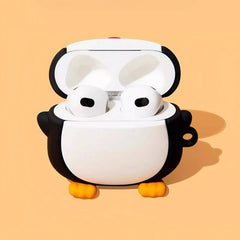 Cute and Funny Mushroom Penguin AirPods Case 8″ - Silicone, Black