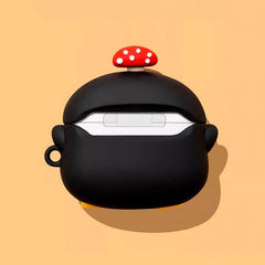 Cute and Funny Mushroom Penguin AirPods Case 8″ - Silicone, Black