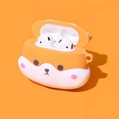 Fun Shiba Inu Theme Silicone AirPods Case - Brown 5"