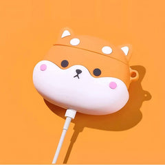 Fun Shiba Inu Theme Silicone AirPods Case - Brown 5"