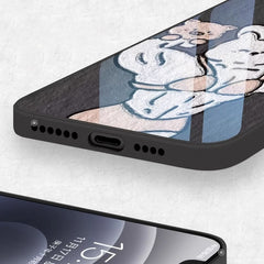 Funny Muscle Rabbit Tempered Glass iPhone Case for iPhone 16 Pro Max - White