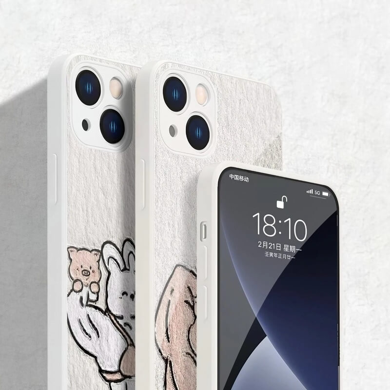 Funny Muscle Rabbit Tempered Glass iPhone Case for iPhone 16 Pro Max - White Funny Muscle Rabbit Tempered Glass iPhone Case for iPhone 16 Pro Max - White