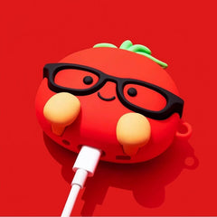 Glasses Tomato Red Silicone AirPods Case - 3″ Cute Funny Design