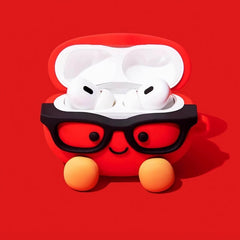 Glasses Tomato Red Silicone AirPods Case - 3″ Cute Funny Design
