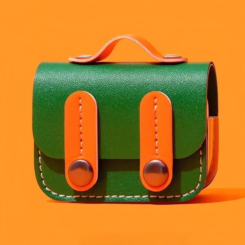 Green Leather Cute Handbag Theme AirPods Case - 3″ Coolest Design