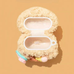 Ice Cream Cute Bear Theme - Khaki Plush AirPods Case