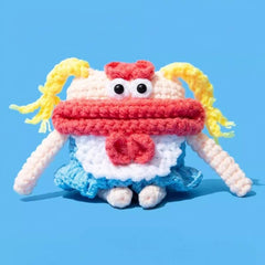 Knit AirPods Case 5″ - Pink, Cute Blonde Girl Theme, Funny Sausage Lips Design