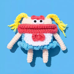 Knit AirPods Case 5″ - Pink, Cute Blonde Girl Theme, Funny Sausage Lips Design