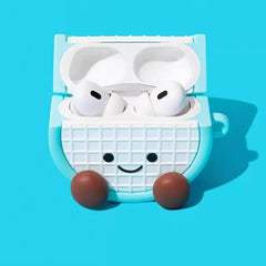 Light Blue Silicone AirPods Case - Cartoon Tennis Racket Pendant