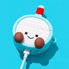 Light Blue Silicone AirPods Case - Cartoon Tennis Racket Pendant