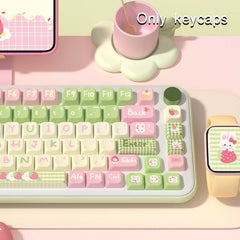 MDA Profile 138-Key Keycap Set - Strawberry Milk Bunny Theme