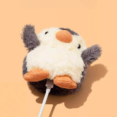Penguin-Themed AirPods Case in Gray - Cute and Funny Plush Material