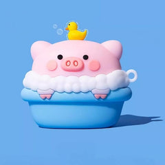 Pink Silicone AirPods Case - 3″ Cute Bathing Pig Design