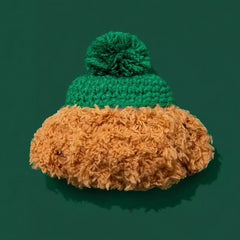 Plush AirPods Case - 16" Cute Green Hat Dog Brown