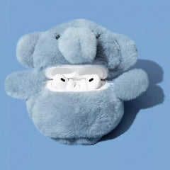 Plush Elephant AirPods Case - Blue 6″ Cute and Pretty