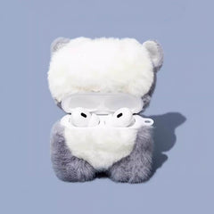 Plush Gray Schnauzer AirPods Case - 6″ Cute and Funny Design