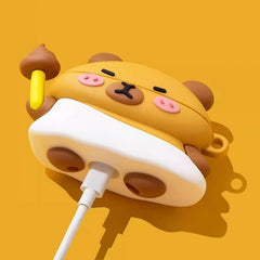 Silicone AirPods Case - Amber 3″ Capybara Design - Cute and Funny