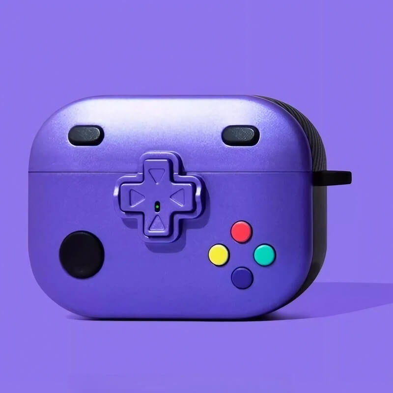 Silicone AirPods Case 1″ - Purple Game Console Design, Cute and Funny