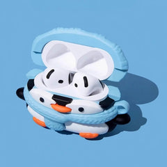 Silicone AirPods Case 3″ - Blue Scarf and Hat Penguin Design, Cute and Funny