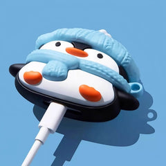 Silicone AirPods Case 3″ - Blue Scarf and Hat Penguin Design, Cute and Funny