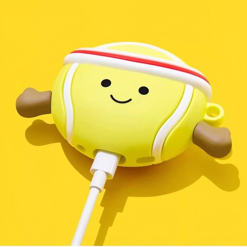 Tennis Ball Theme Cute Cartoon Yellow Silicone AirPods Case - Funny Pendant Tennis Ball Theme Cute Cartoon Yellow Silicone AirPods Case - Funny Pendant