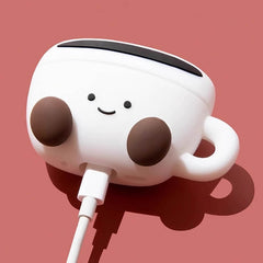 White Silicone AirPods Case 3″ - Coffee Cup Design - Cute and Funny