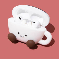 White Silicone AirPods Case 3″ - Coffee Cup Design - Cute and Funny