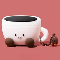 White Silicone AirPods Case 3″ - Coffee Cup Design - Cute and Funny