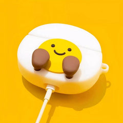 Yellow Silicone AirPods Case - 3″ Cute Smiley Face Egg Theme