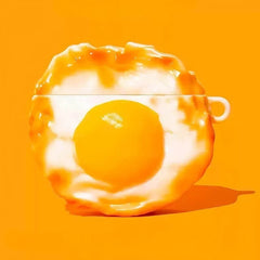 Yellow Silicone AirPods Case 3″ - Cartoon Pendant with Fried Egg Design