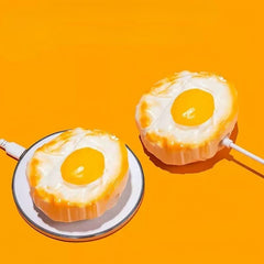 Yellow Silicone AirPods Case 3″ - Cartoon Pendant with Fried Egg Design