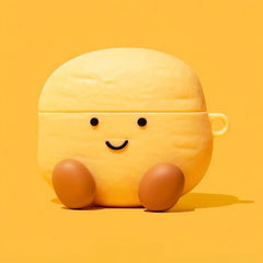 Yellow Silicone AirPods Case 3″ - Cartoon Smiley Face Potato Pendant