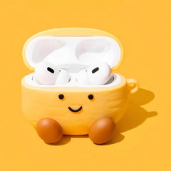 Yellow Silicone AirPods Case 3″ - Cartoon Smiley Face Potato Pendant