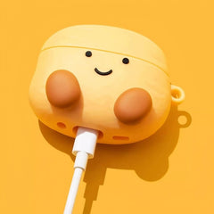 Yellow Silicone AirPods Case 3″ - Cartoon Smiley Face Potato Pendant