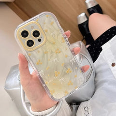 Yellow TPU iPhone 16 Pro Max Case with Floral Flower Pattern