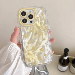 Yellow TPU iPhone 16 Pro Max Case with Floral Flower Pattern