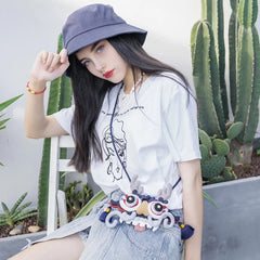 Cute and Unique Cotton Sling Kawaii Handcrafted Bag Dance Dragon Casual and Mini Bag