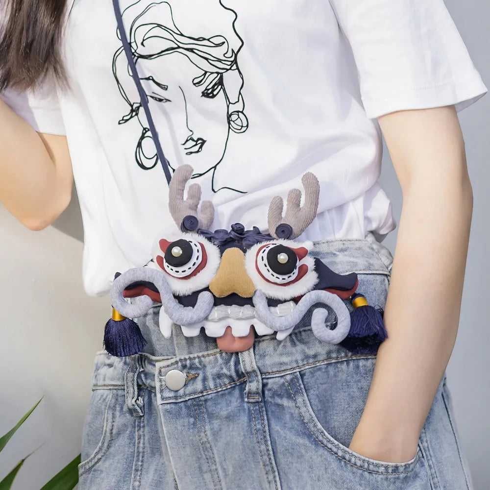 Cute and Unique Cotton Sling Kawaii Handcrafted Bag Dance Dragon Casual and Mini Bag Cute and Unique Cotton Sling Kawaii Handcrafted Bag Dance Dragon Casual and Mini Bag