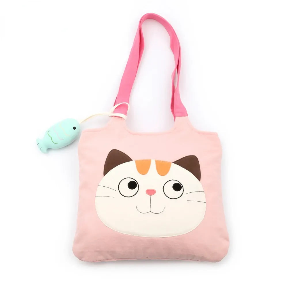 Cute Black Canvas Cat Theme Kawaii Shoulder Bag Casual Carryall for Cat Lovers Cute Black Canvas Cat Theme Kawaii Shoulder Bag Casual Carryall for Cat Lovers