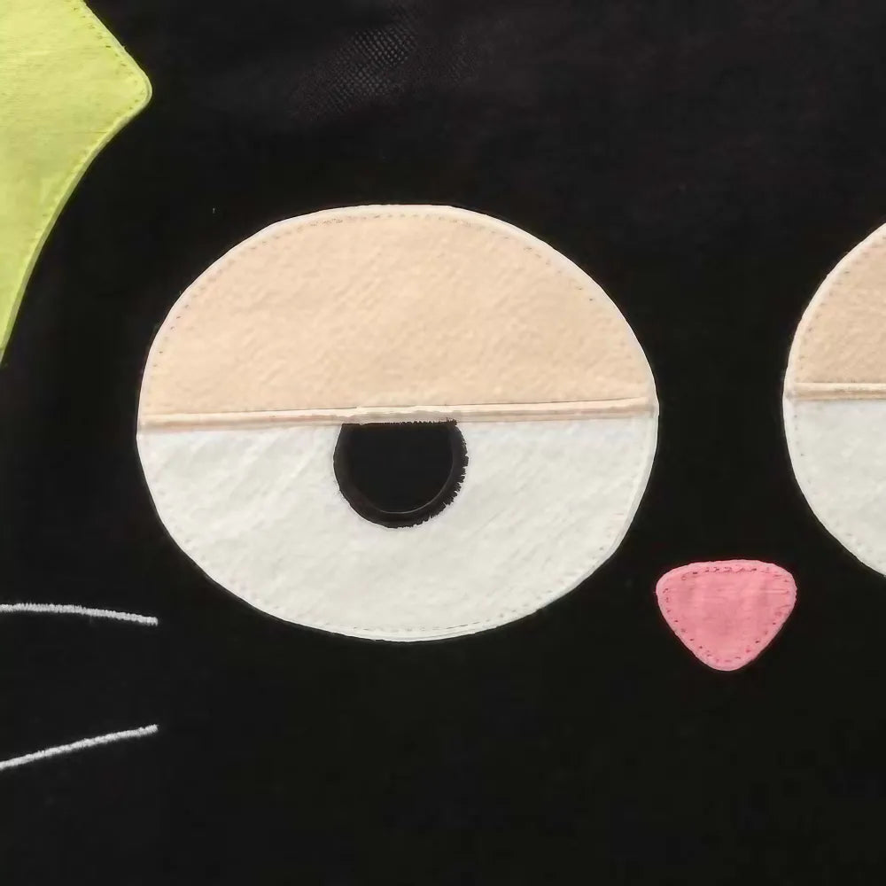 Kawaii Black Canvas Cat-themed Cute Crossbody Bag Casual and Minimalistic Style Kawaii Black Canvas Cat-themed Cute Crossbody Bag Casual and Minimalistic Style