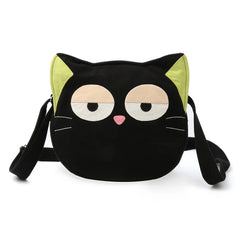 Kawaii Black Canvas Cat-themed Cute Crossbody Bag Casual and Minimalistic Style